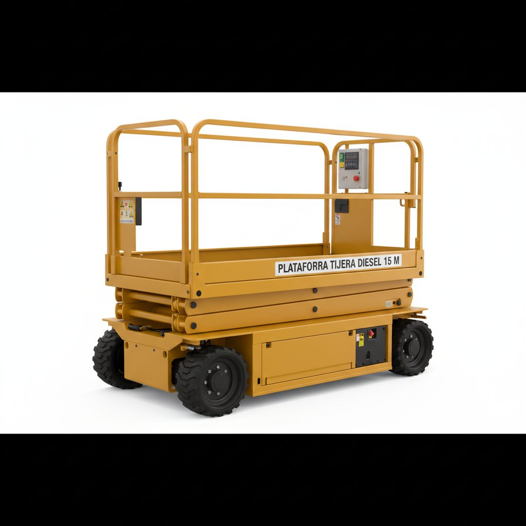 Plataforma Tijera Diésel 15m 4x4 para construcción